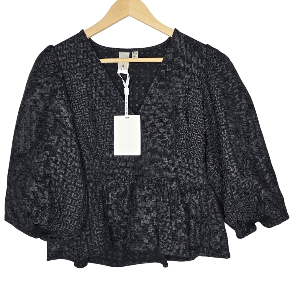 YAS Black Puff Sleeve Blouse Size S
